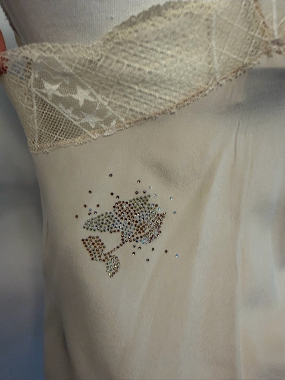 Zadig & Voltaire Christy Cream Lace-Trim silk Camisole with Sequin XS - Picture 7 of 9